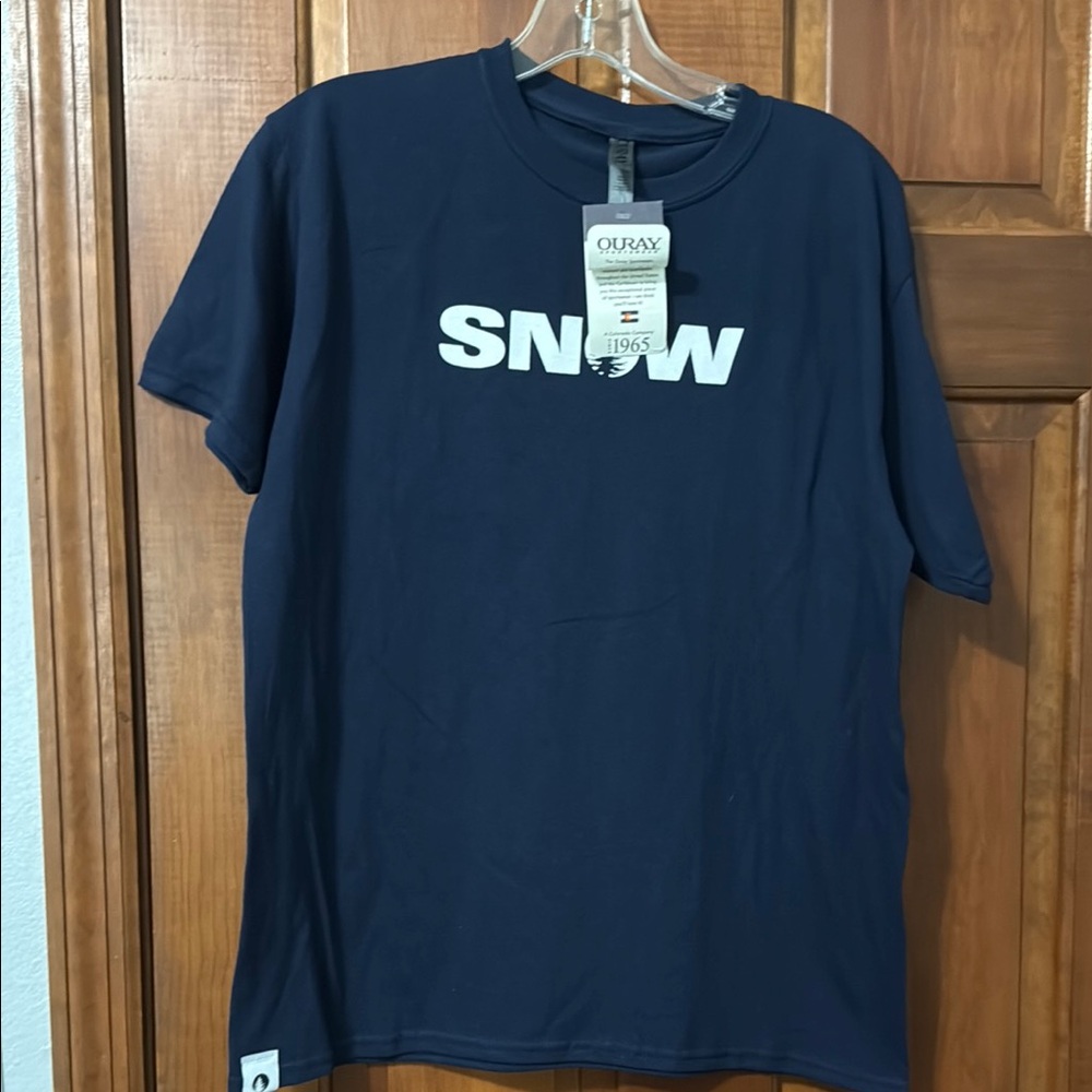 Blue Short Sleeve Tee with Crisp White Logo